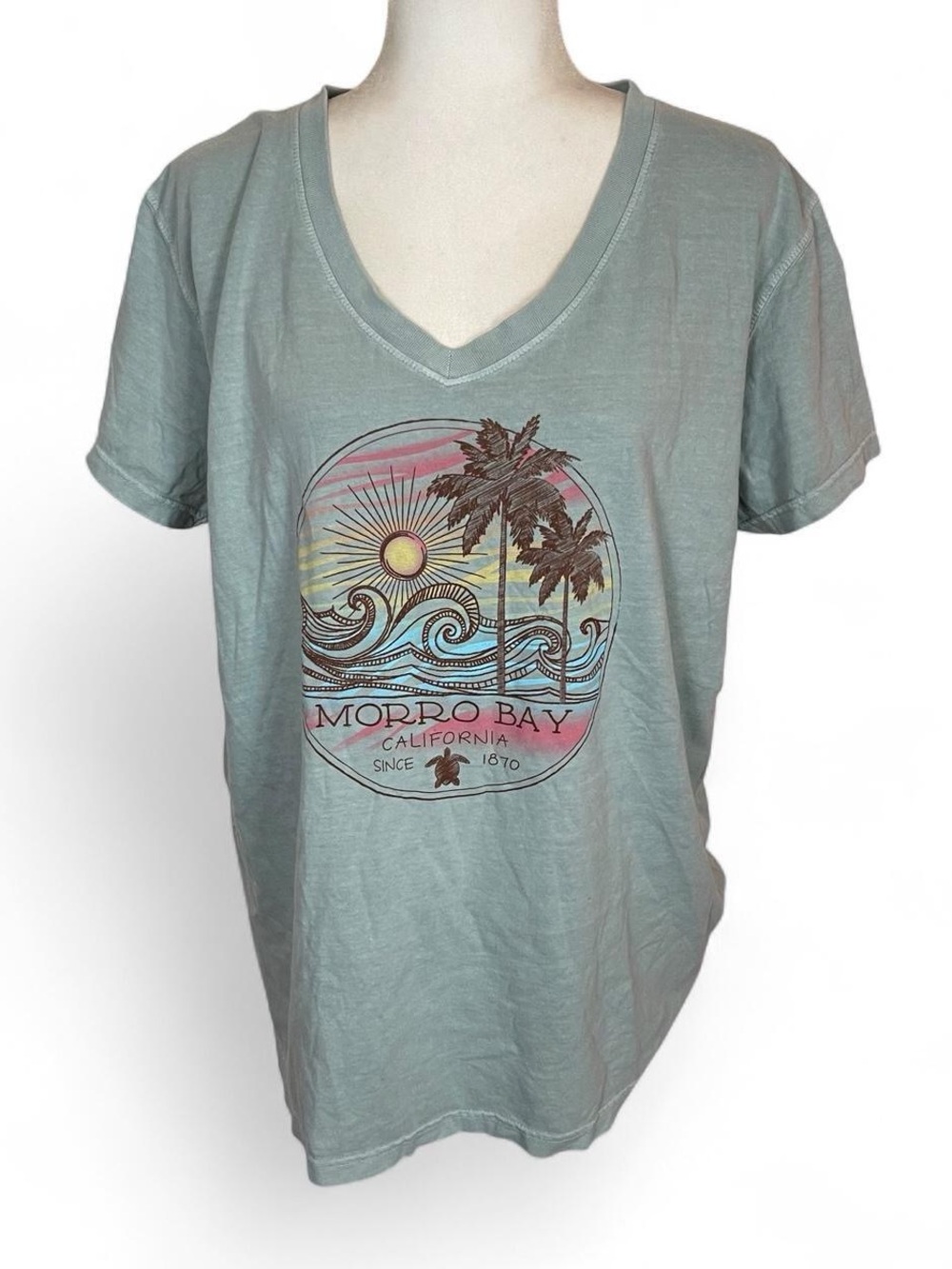 Blue 84 Size 2X 2XL Short Sleeve Morro Bay California T Shirt Top 100% Cotton